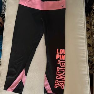 Victorias Secret Pink black capri length yoga pants (XS)